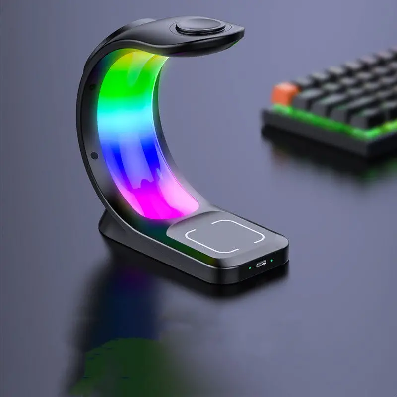 4-in-1 RGB-Lit Wireless Charging Hub for Apple Ecosystem