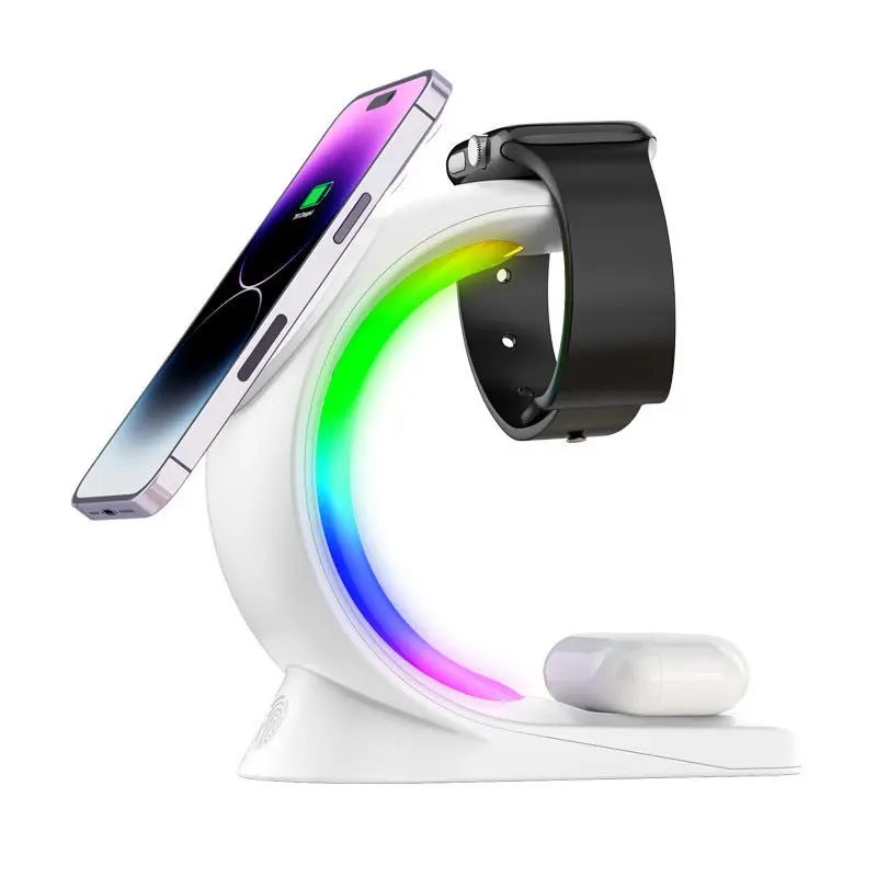 4-in-1 RGB-Lit Wireless Charging Hub for Apple Ecosystem