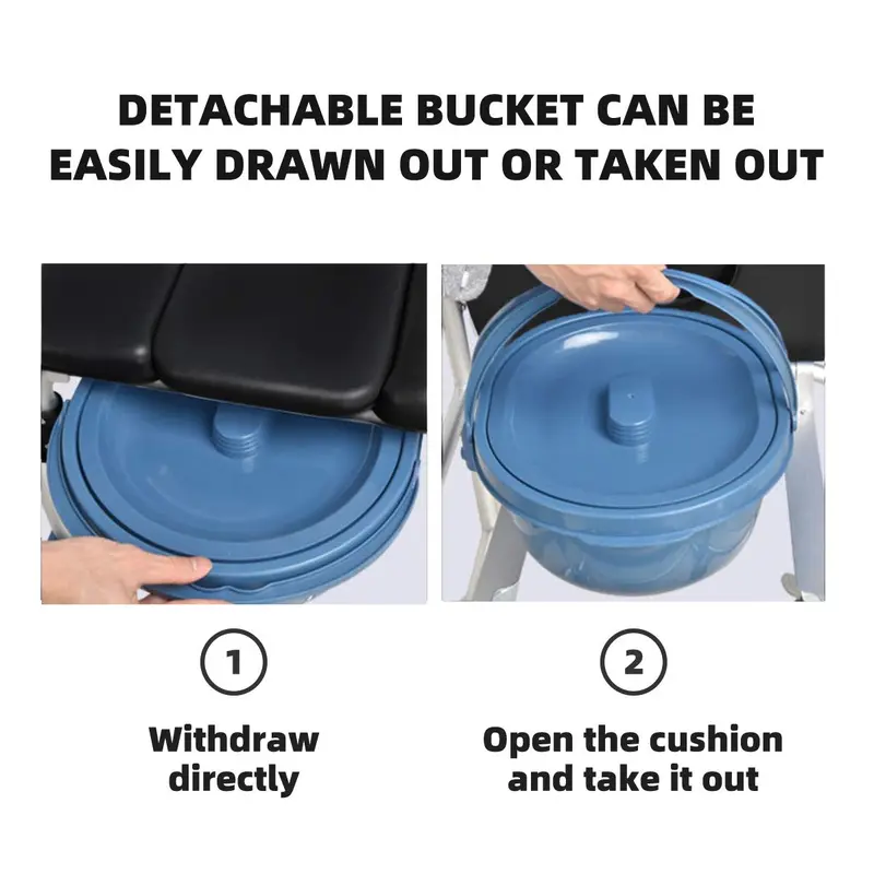 4-in-1 Shower Commode Wheelchair with 330 lb Weight Capacity and Armrests
