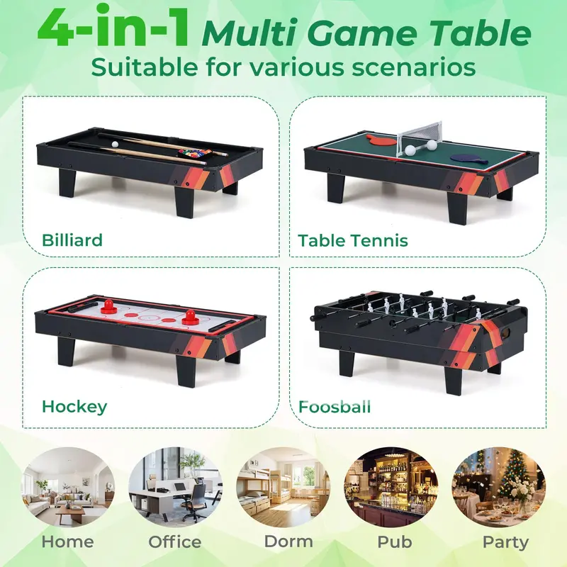 4-in-1 Stackable Tabletop Game Center for Compact Home Recreation Spaces