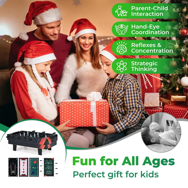4-in-1 Stackable Tabletop Game Center for Compact Home Recreation Spaces