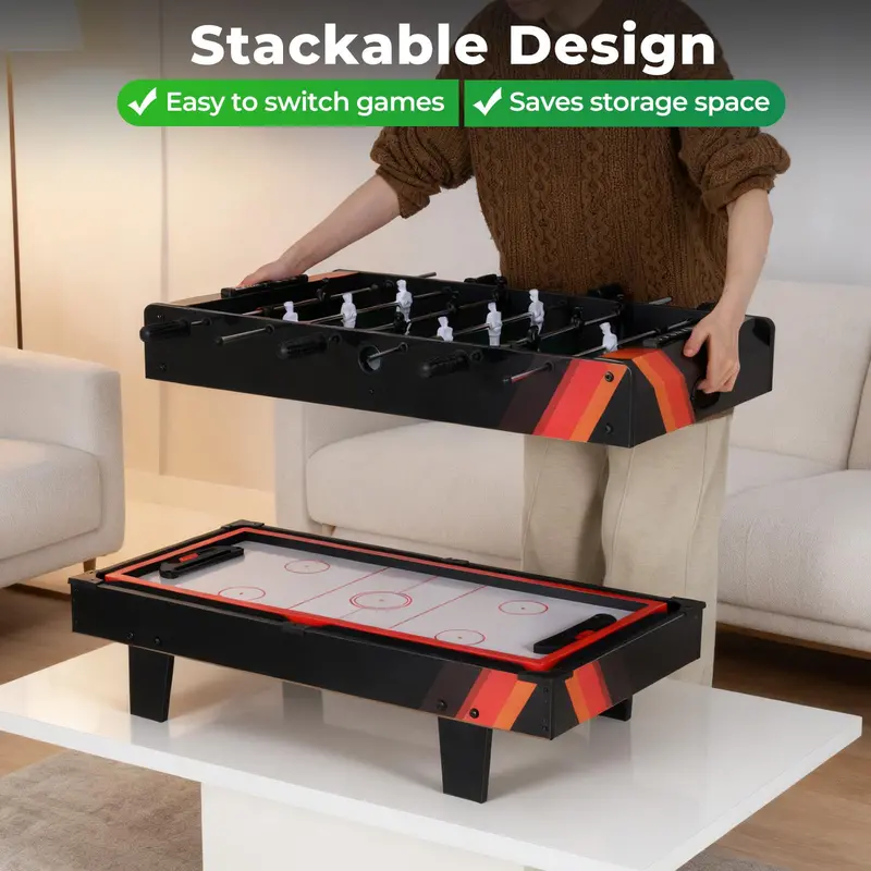 4-in-1 Stackable Tabletop Game Center for Compact Home Recreation Spaces