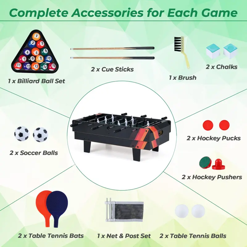 4-in-1 Stackable Tabletop Game Center for Compact Home Recreation Spaces