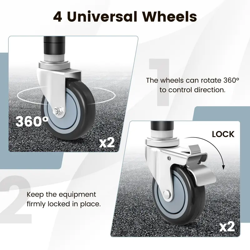 4-Inch Caster Wheel Set – Expandable Stem, 4-Pack with 2 Brake Wheels 2