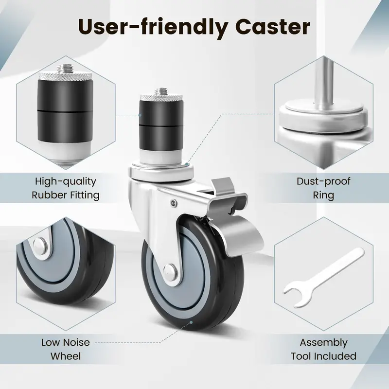 4-Inch Caster Wheel Set – Expandable Stem, 4-Pack with 2 Brake Wheels