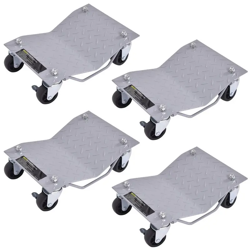 4-Pack Diamond-Plate Wheel Dollies – 4" x 3" Heavy-Duty Tire Skates