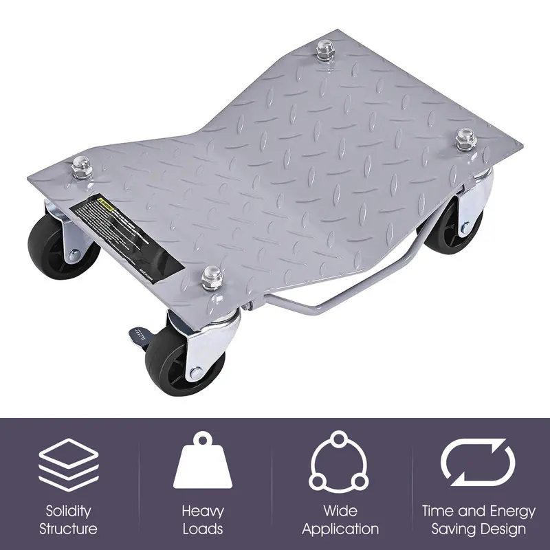 4-Pack Diamond-Plate Wheel Dollies – 4" x 3" Heavy-Duty Tire Skates