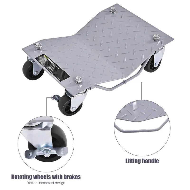 4-Pack Diamond-Plate Wheel Dollies – 4" x 3" Heavy-Duty Tire Skates