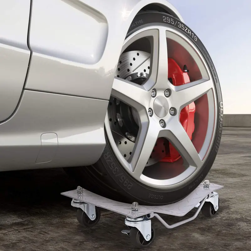 4-Pack Diamond-Plate Wheel Dollies – 4" x 3" Heavy-Duty Tire Skates