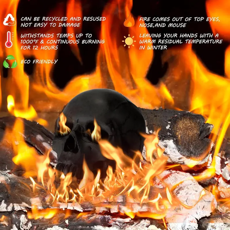 4-Pack Fire Pit Skull Decorations – Heat-Resistant Halloween Accent Set