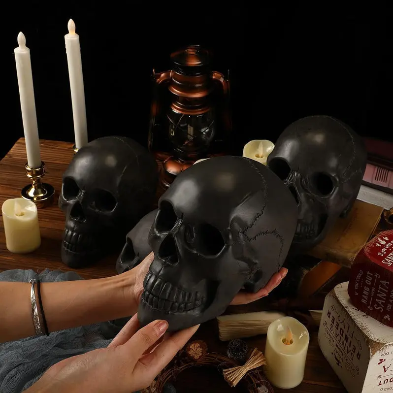 4-Pack Fire Pit Skull Decorations – Heat-Resistant Halloween Accent Set