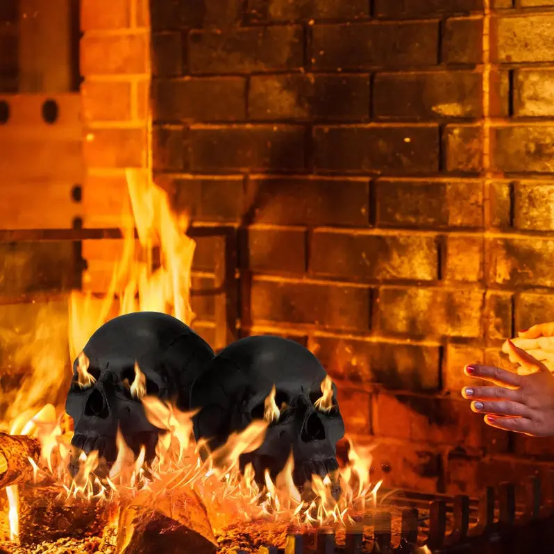 4-Pack Fire Pit Skull Decorations – Heat-Resistant Halloween Accent Set
