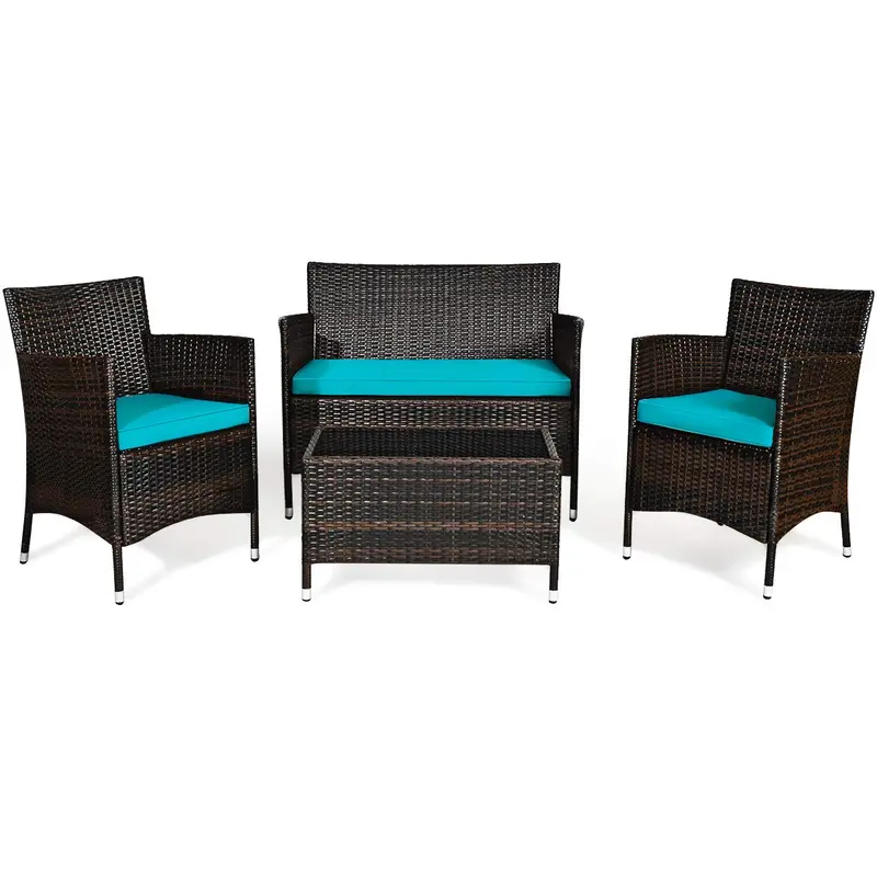 4-Piece All-Weather Rattan Patio Furniture Set