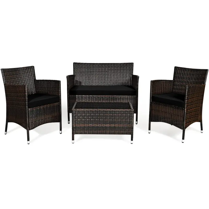 4-Piece All-Weather Rattan Patio Furniture Set