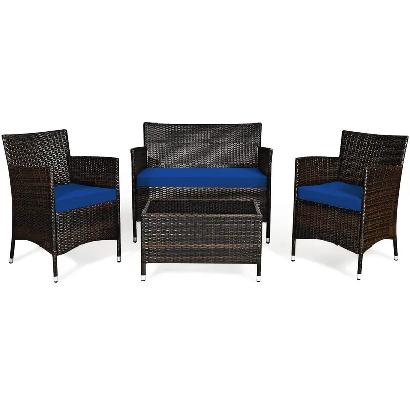 4-Piece All-Weather Rattan Patio Furniture Set