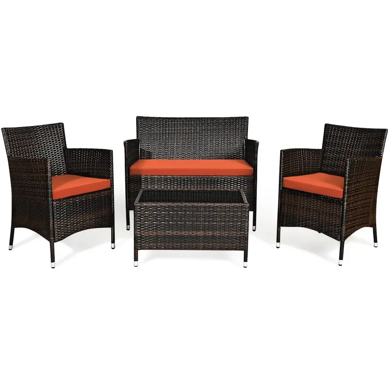 4-Piece All-Weather Rattan Patio Furniture Set