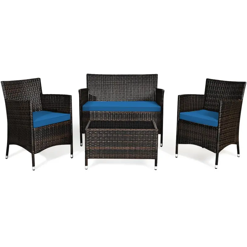 4-Piece All-Weather Rattan Patio Furniture Set