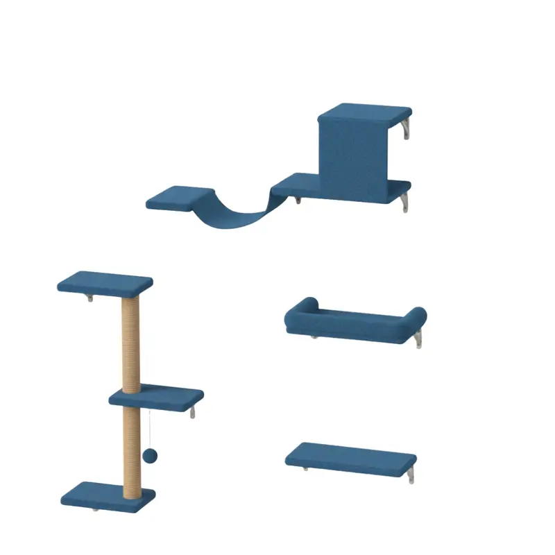 4-Piece Cat Wall Shelf Set – Includes Scratcher, Cozy Bed, and Play Platforms