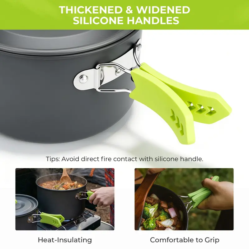 4-Piece Lightweight Aluminum Camping Cookware – Compact Set with Kettle for 2–4 Campers