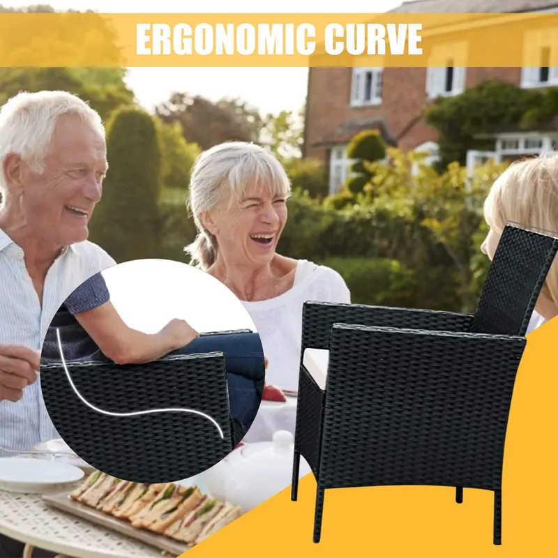 4-Piece Outdoor Rattan Sofa Set with All-Weather Cushions and Black Wicker Frame