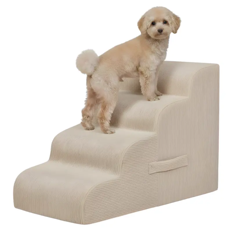 4-Step Foldable Pet Ramp Stairs for Beds and Sofas