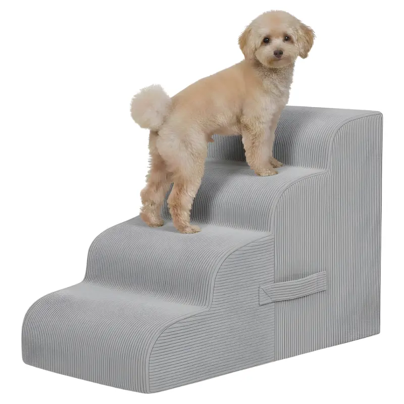 4-Step Foldable Pet Ramp Stairs for Beds and Sofas