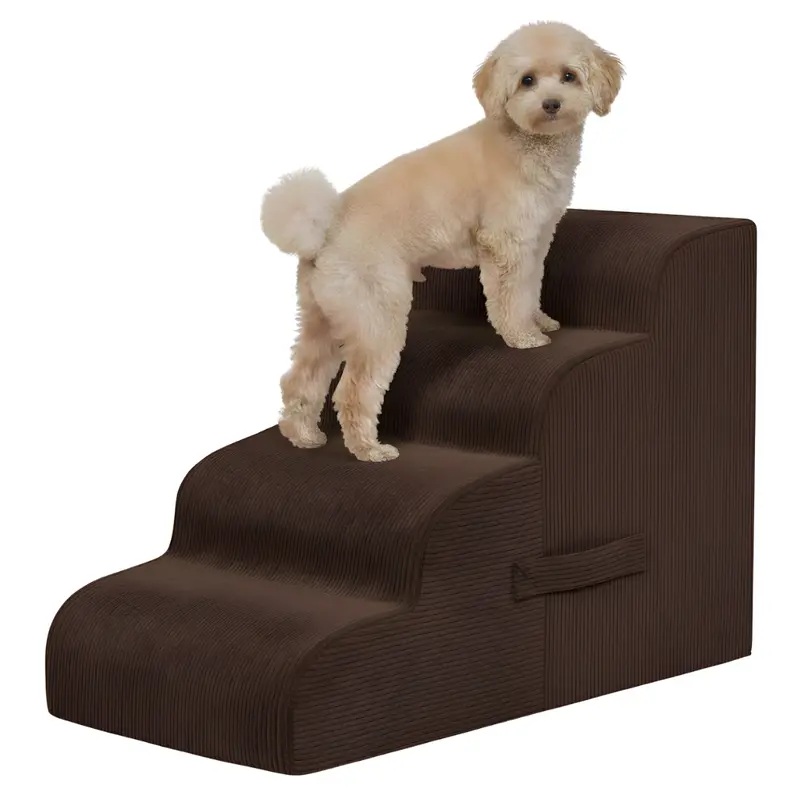 4-Step Foldable Pet Ramp Stairs for Beds and Sofas
