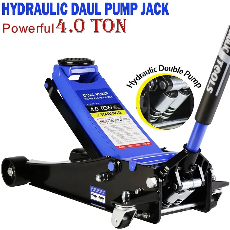 4-Ton Low-Profile Floor Jack – Heavy-Duty Trolley Lift with Dual Pump Pistons (4"–21" Range, 8000 lbs Capacity) 2