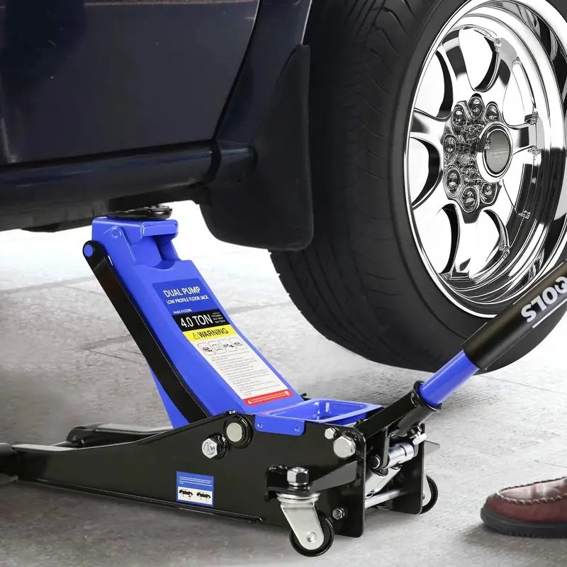 4-Ton Low-Profile Floor Jack – Heavy-Duty Trolley Lift with Dual Pump Pistons (4"–21" Range, 8000 lbs Capacity)