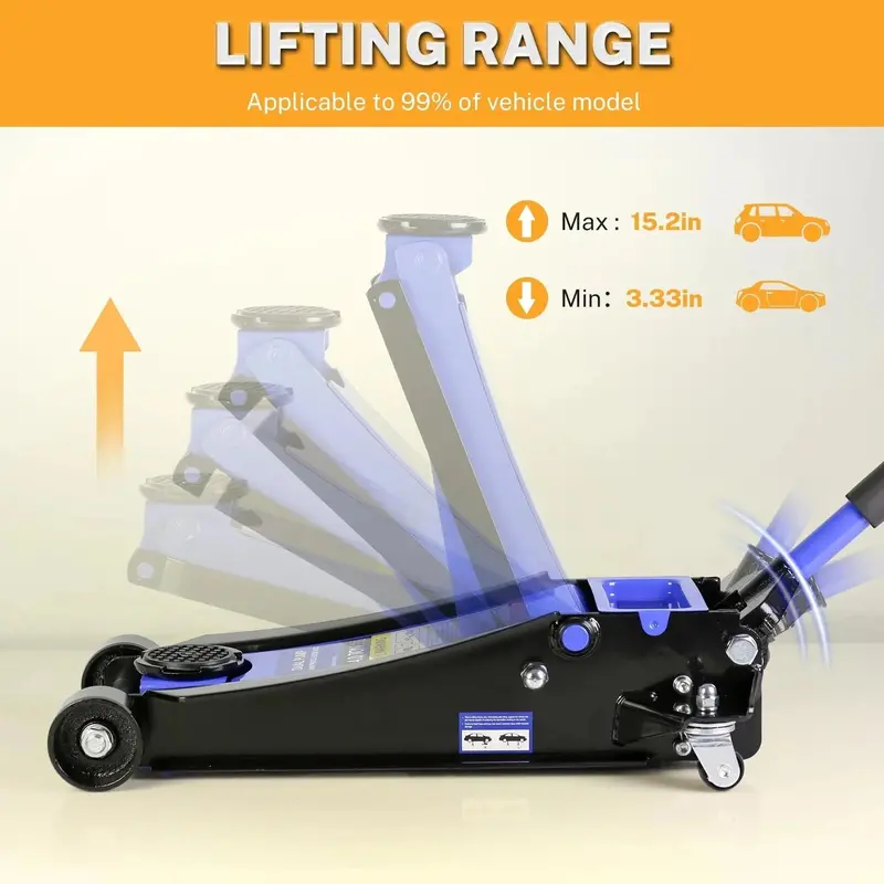 4-Ton Low-Profile Floor Jack – Heavy-Duty Trolley Lift with Dual Pump Pistons (4"–21" Range, 8000 lbs Capacity)