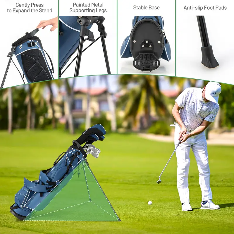 4-Way Divided Lightweight Golf Stand Bag with Integrated Accessories
