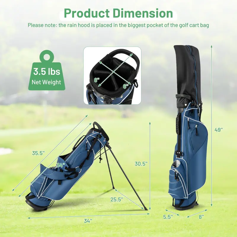 4-Way Divided Lightweight Golf Stand Bag with Integrated Accessories