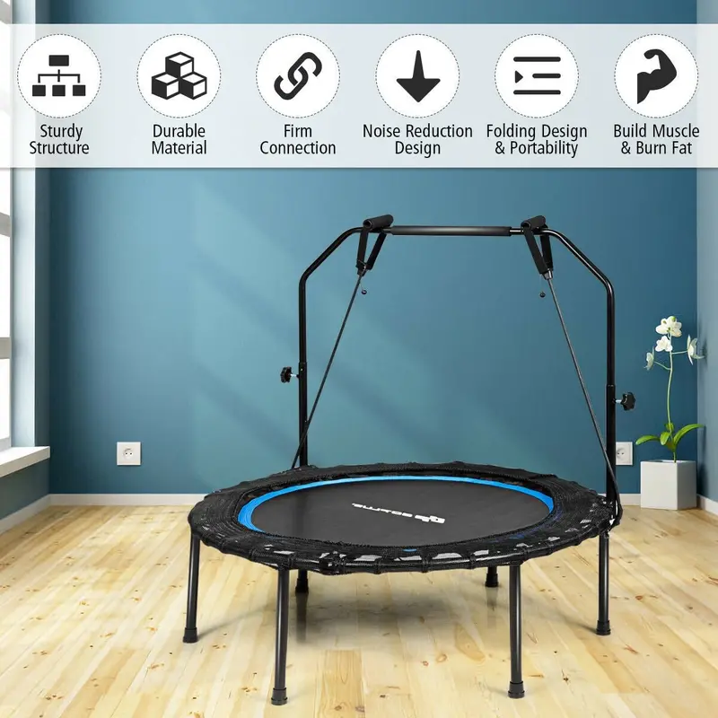 40-Inch Foldable Fitness Trampoline – Portable Mini Rebounder for Home Workouts