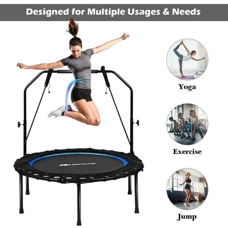 40-Inch Foldable Fitness Trampoline – Portable Mini Rebounder for Home Workouts