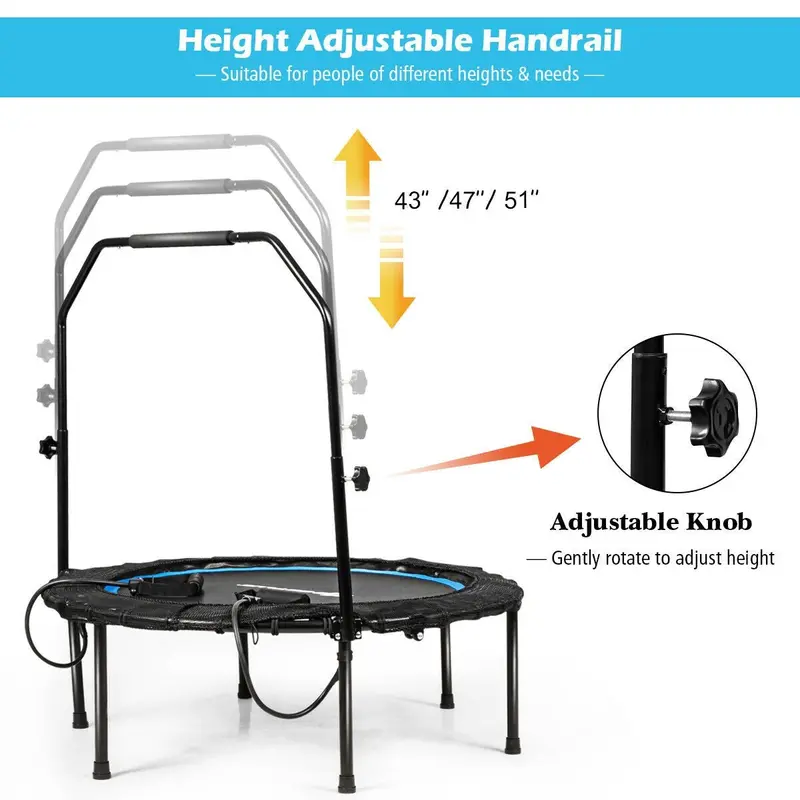 40-Inch Foldable Fitness Trampoline – Portable Mini Rebounder for Home Workouts