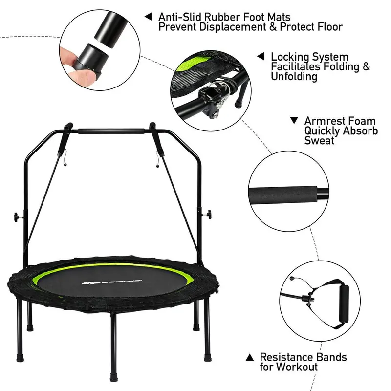 40-Inch Foldable Fitness Trampoline – Portable Mini Rebounder for Home Workouts