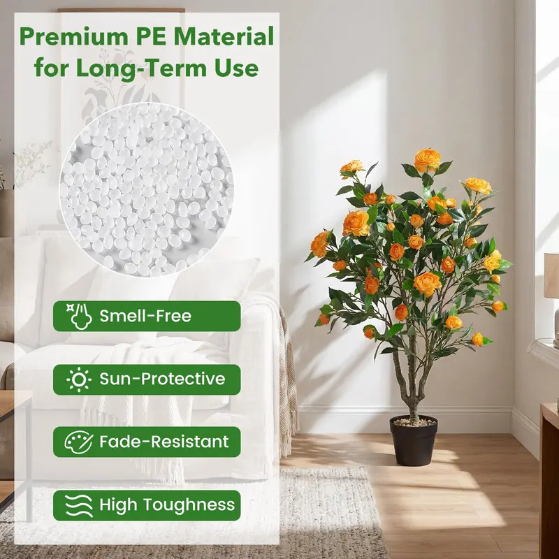 40-Inch LED-Illuminated Artificial Camellia Tree in Cement-Filled Planter (Sold as Half-Pack)