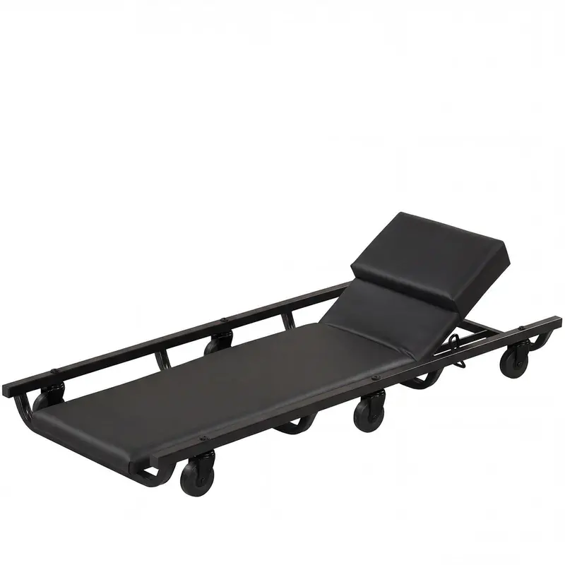 40-Inch Padded Rolling Mechanic Creeper with Height-Adjustable Backrest and Headrest