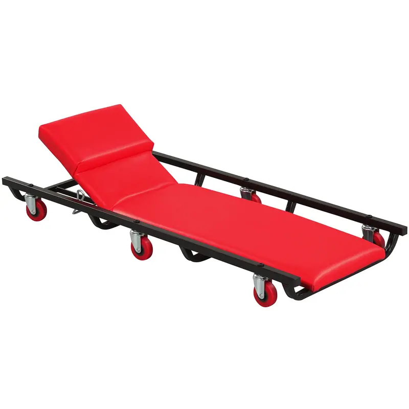 40-Inch Padded Rolling Mechanic Creeper with Height-Adjustable Backrest and Headrest
