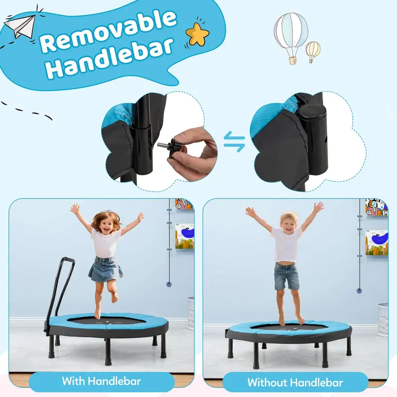 40-Inch Trampoline with Safety Pad & Foam Handlebar – Compact Bouncing Solution 2