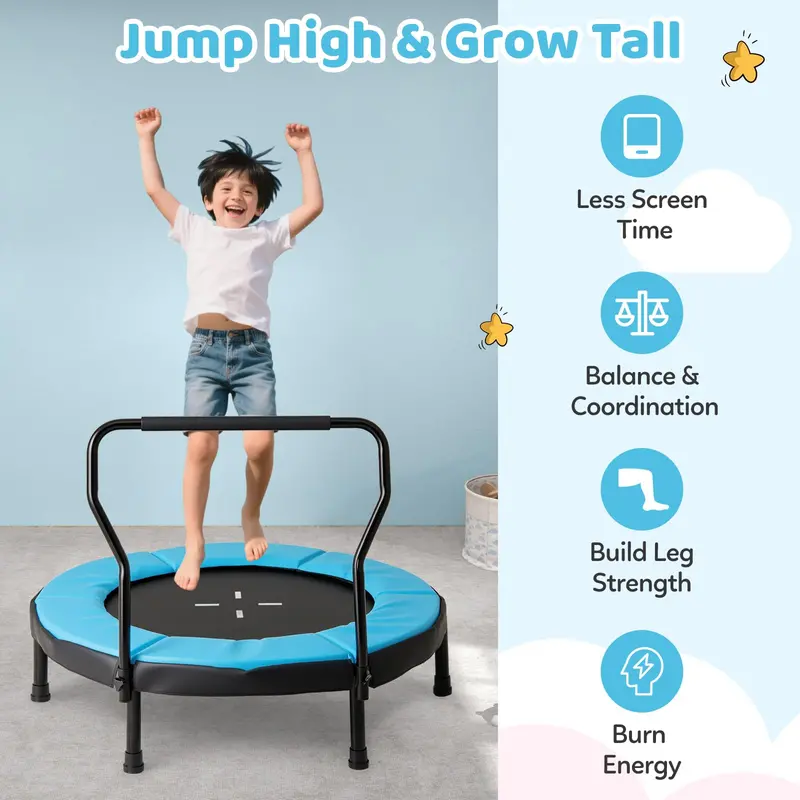 40-Inch Trampoline with Safety Pad & Foam Handlebar – Compact Bouncing Solution