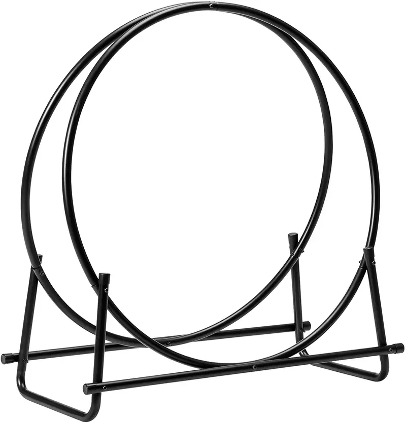 41-Inch Tubular Steel Log Hoop – Heavy-Duty Firewood Holder for Indoor Fireplaces or Outdoor Pits