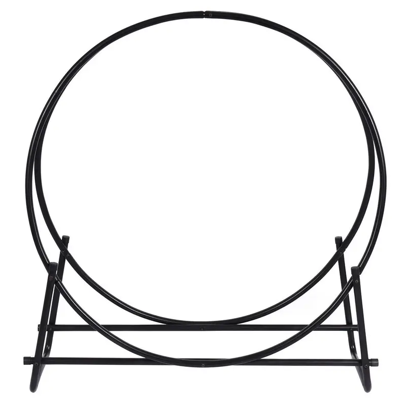 41-Inch Tubular Steel Log Hoop – Heavy-Duty Firewood Holder for Indoor Fireplaces or Outdoor Pits