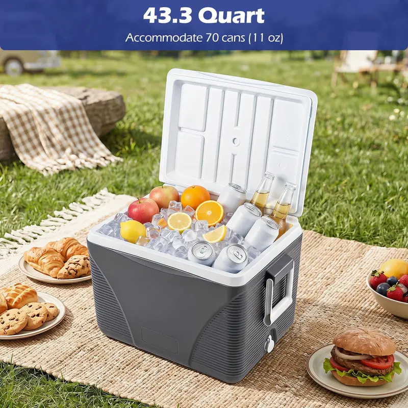 43.3-Quart Portable Hard Cooler – Heavy-Duty Insulated Ice Chest with Four Cup Holders & Rugged Handles 2