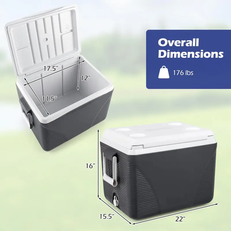 43.3-Quart Portable Hard Cooler – Heavy-Duty Insulated Ice Chest with Four Cup Holders & Rugged Handles