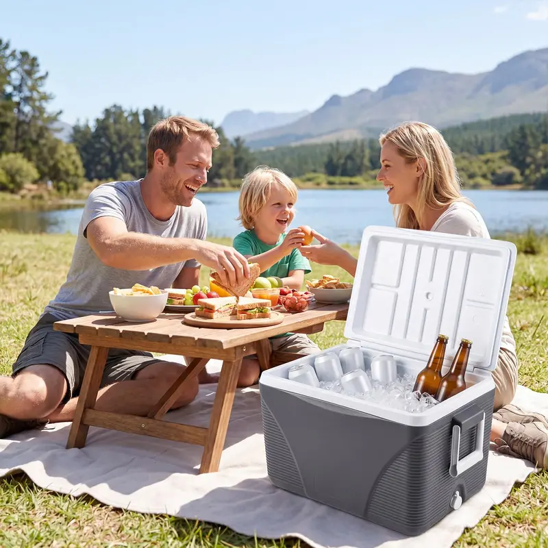 43.3-Quart Portable Hard Cooler – Heavy-Duty Insulated Ice Chest with Four Cup Holders & Rugged Handles