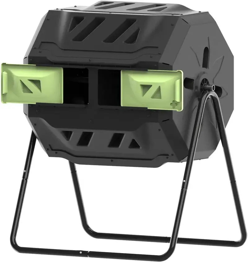 43-Gallon Dual-Chamber Compost Tumbler with Enhanced Aeration, BPA-Free Construction, and Sturdy Steel Frame – Blue Door
