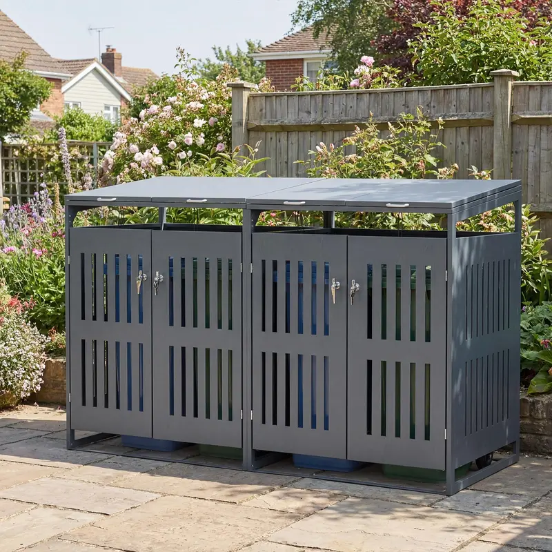 44 Cu. Ft. Dual-Bin Outdoor Trash Storage Shed with Gas-Assist Lid 2