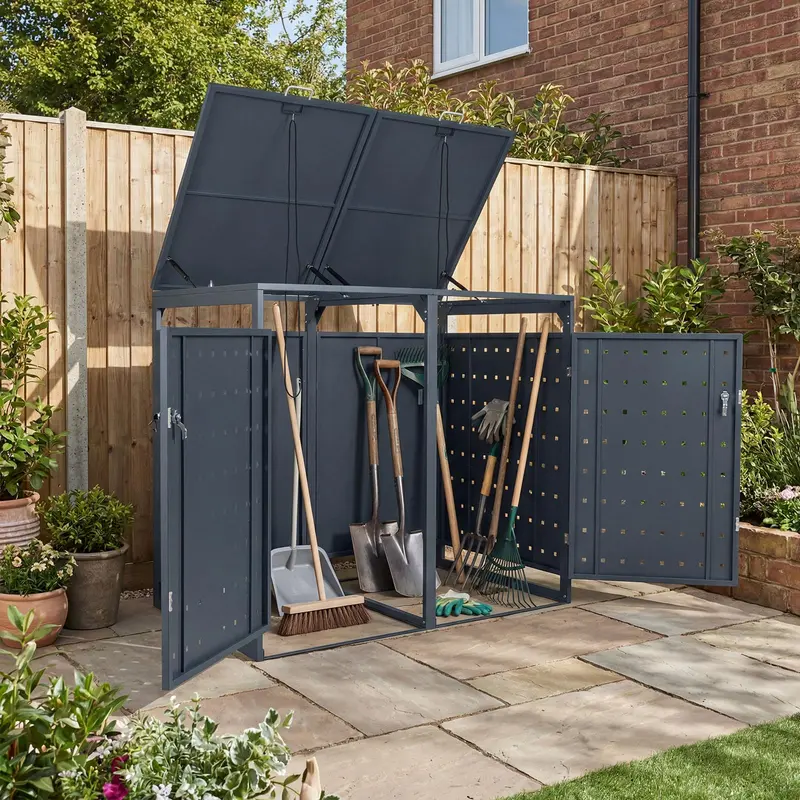 44-Cubic-Foot Outdoor Storage Bin with Dual Locking Doors, Gas Struts & Shock Absorption 2