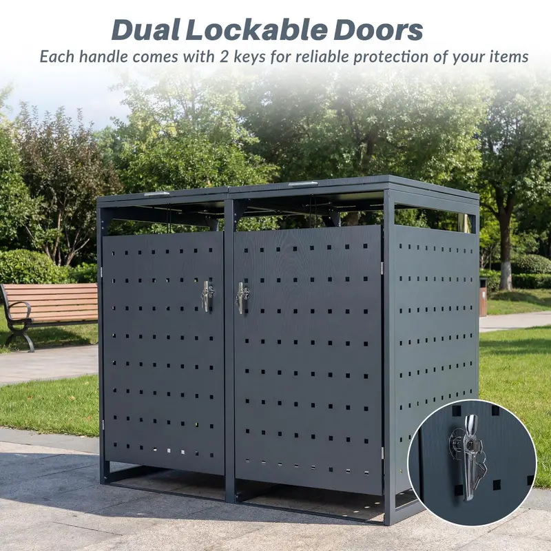 44-Cubic-Foot Outdoor Storage Bin with Dual Locking Doors, Gas Struts & Shock Absorption
